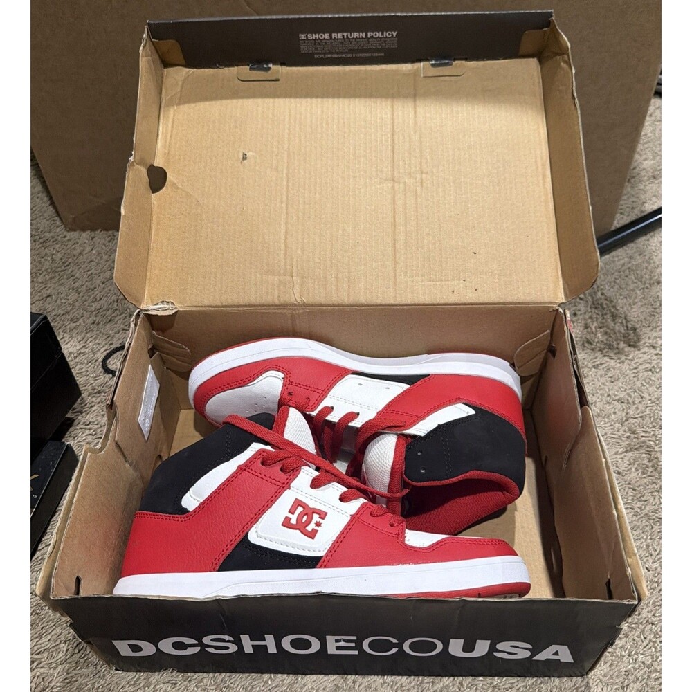DC Kids Cure Casual High-To Skate Sneakers White/Red/Black Size 6 Youth